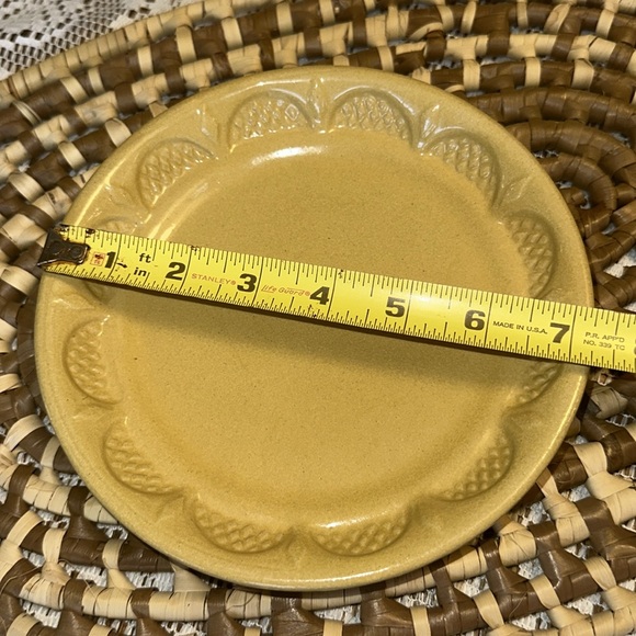 Robinson Ransbottom Pottery Stoneware Plate Shallow Bowl Embossed Rim - Mustard - Picture 4 of 5